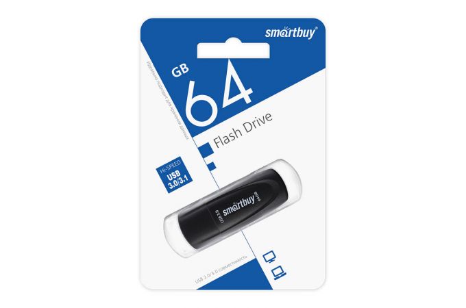 Флешка USB 3.0 /3.1 Smartbuy Scout Black 64GB (SB064GB3SCK)