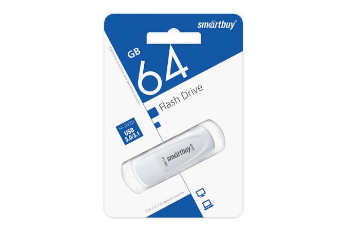 Флешка USB 3.0 /3.1 Smartbuy Scout White 64GB (SB064GB3SCK)