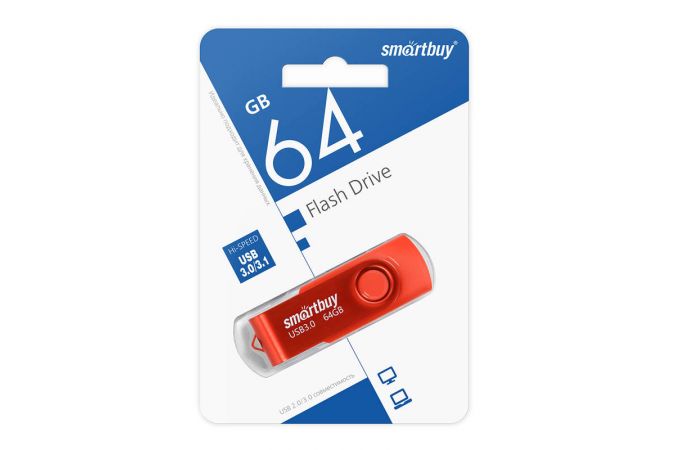 Флешка USB 2.0 SmartBuy Twist Red 64GB (SB064GB3TWR)