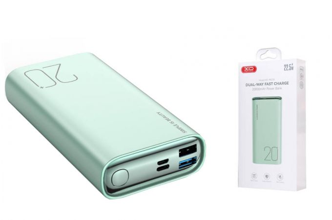 Универсальный дополнительный аккумулятор Power Bank XO PR230  QC22.5W full protocol + PD20W fast charging mobile power 20000 mAh Blue