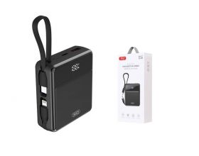 Универсальный дополнительный аккумулятор Power Bank XO PR224 QC 22.5W/PD 22.5W Mini Digital Fast Charger Self-charging Dual Cable 10000mAh Black