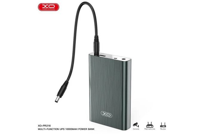 Универсальный дополнительный аккумулятор Power Bank XO PR216 UPS Multifunctional Uninterruptible Mobile Power Supply 10000mAh Gray
