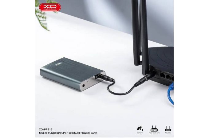 Универсальный дополнительный аккумулятор Power Bank XO PR216 UPS Multifunctional Uninterruptible Mobile Power Supply 10000mAh Gray