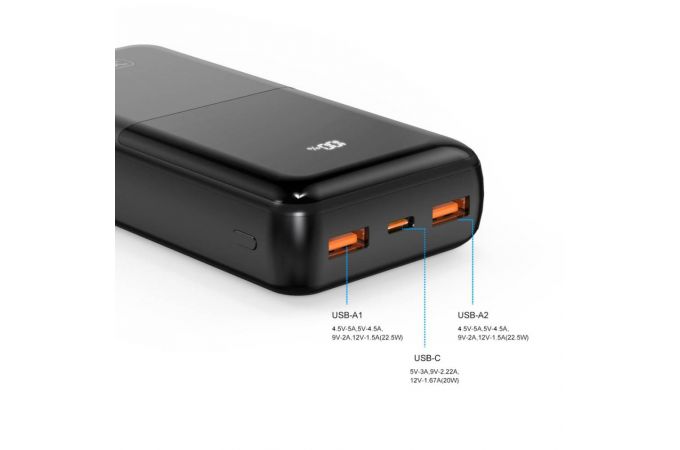 Универсальный дополнительный аккумулятор Power Bank XO PR206 PD20W / QC22.5W Digital Display Fast Charge 20000mAh Black