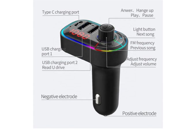 FM-Модулятор TDS TS-CAF12 RGB (Bluetooth)