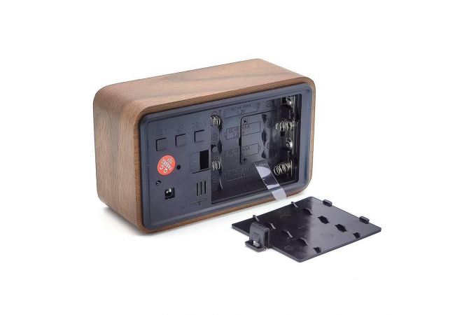 Часы настольные VST 863-1 без блока (Красные цифры, темно-коричневый корпус)