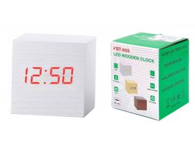 Часы настольные VST 869-1 (Красные цифры, белый корпус) (без блока)