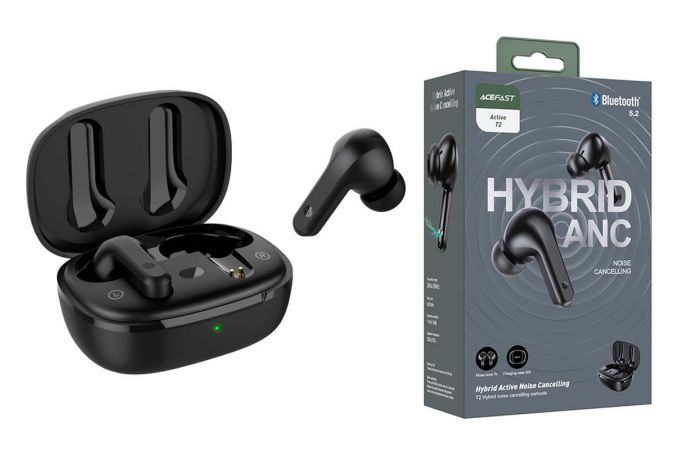 Наушники вакуумные беспроводные ACEFAST T2 Hybrid Noise Cancelling BT Bluetooth (черный)