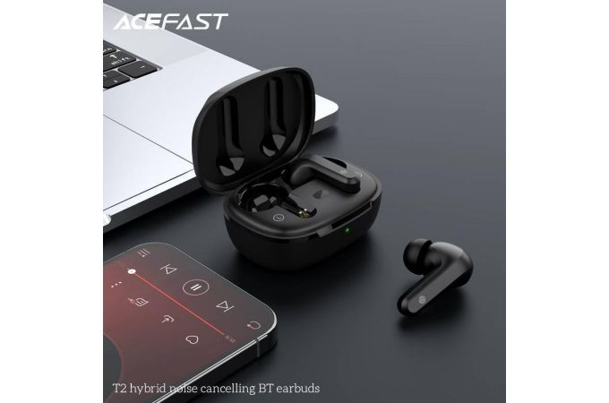 Наушники вакуумные беспроводные ACEFAST T2 Hybrid Noise Cancelling BT Bluetooth (черный)