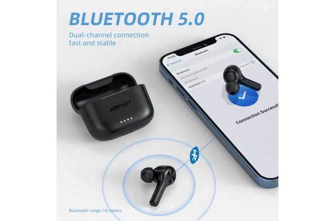 Наушники вакуумные беспроводные ACEFAST T1 true wirelles earbuds Bluetooth (черный)