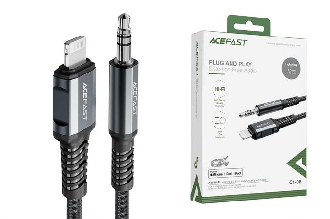 Кабель аудио ACEFAST C1-06 (серый) 1м (Jack 3.5mm - Lightning)