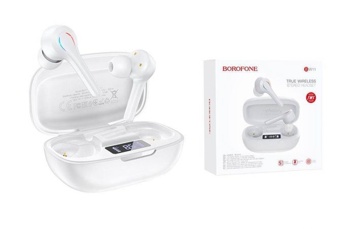 Наушники вакуумные беспроводные BOROFONE BW11 Graceful sound true wireless BT Earphone Bluetooth (белый)