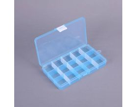 Пластиковый бокс для хранения мелких деталей D002 174x98x22 мм (15 ячеек) синий