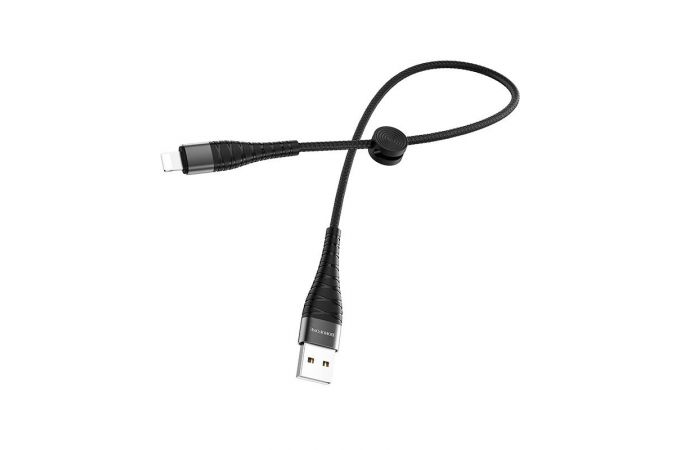 Кабель USB - Lightning BOROFONE BX32, 2,4A (черный) 0.25м (в оплетке, с усилением сгиба)