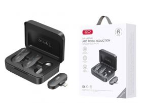 Микрофон беспроводной петличка 2 шт. для телефона XO MKF09B  Lightning 1 to 2 wirelessCollar clipmicrophone withbattery case