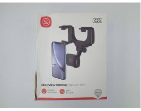 Держатель автомобильный для телефона XO C70 Rearview mirror (Чёрный) (УЦЕНКА! МЯТАЯ УПАКОВКА)