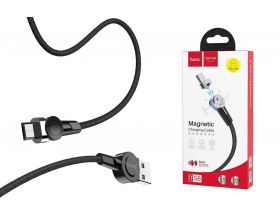 Кабель USB - MicroUSB HOCO S8 2,4A (черный) 1м (в оплетке, магнитный)