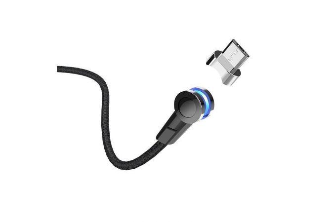 Кабель USB - MicroUSB HOCO S8 2,4A (черный) 1м (в оплетке, магнитный)