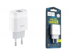 Сетевое зарядное устройство 2USB HOCO C73A Glorious 2400mAh (белый)