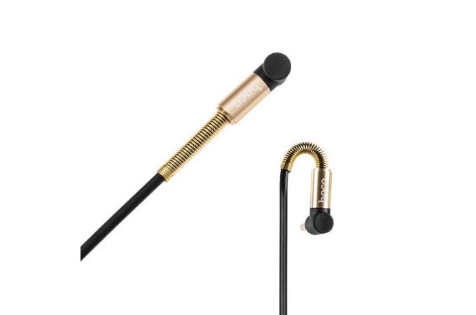 Кабель аудио AUX HOCO UPA02 AUX Spring 3.5 2 метра черный витой с микрофоном