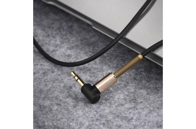 Кабель аудио AUX HOCO UPA02 AUX Spring 3.5 2 метра черный витой с микрофоном