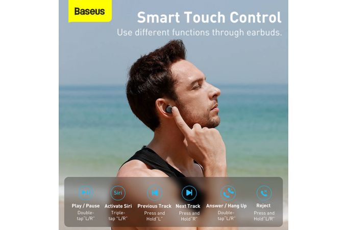 Наушники вакуумные беспроводные BASEUS True W11 Bluetooth 40 мАч (черный)