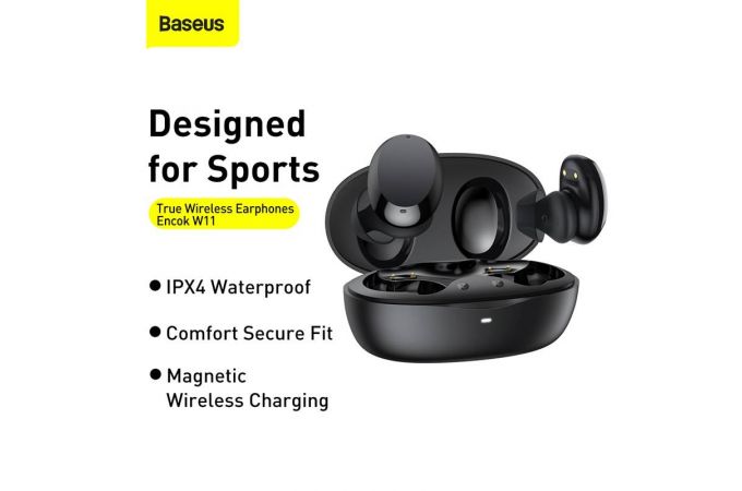 Наушники вакуумные беспроводные BASEUS True W11 Bluetooth 40 мАч (черный)