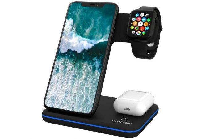 Беспроводное зарядное устройство 3 в 1 Canyon WS-303 белое