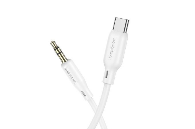 Кабель аудио BOROFONE BL18 (штекер Type-C - штекер AUX) Digital audio conversion cable (белый) силиконовый