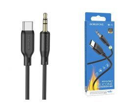 Кабель аудио BOROFONE BL18 (штекер Type-C - штекер AUX) Digital audio conversion cable (черный) силиконовый