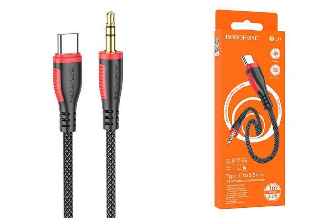 Кабель аудио BOROFONE BL14 (штекер Type-C - штекер AUX) Digital audio conversion cable (черный)