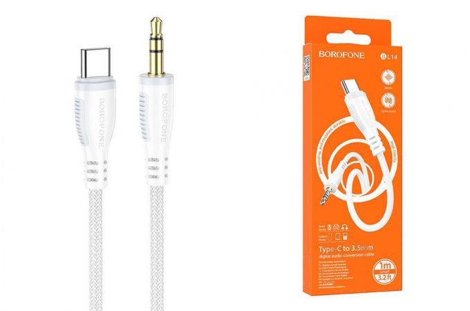 Кабель аудио BOROFONE BL14 (штекер Type-C - штекер AUX) Digital audio conversion cable (белый)