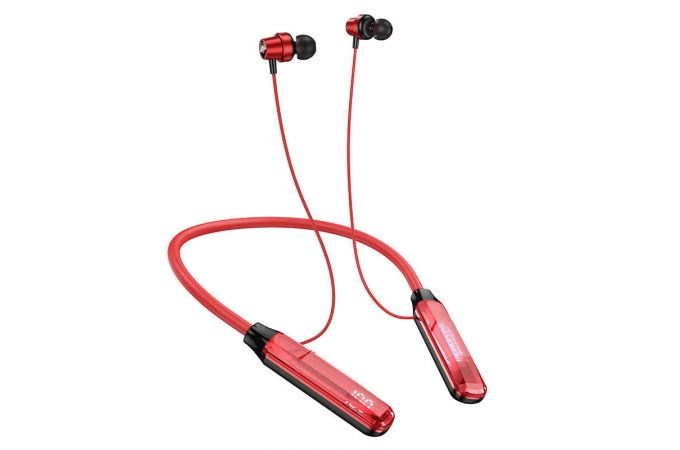 Наушники вакуумные беспроводные BOROFONE BE69 Crystal flash neck-mounted (красный кристалл)