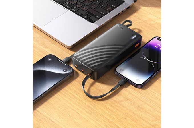Универсальный дополнительный аккумулятор Power Bank HOCO J146A Night tide with 4 cables (20000mAh) (черный)