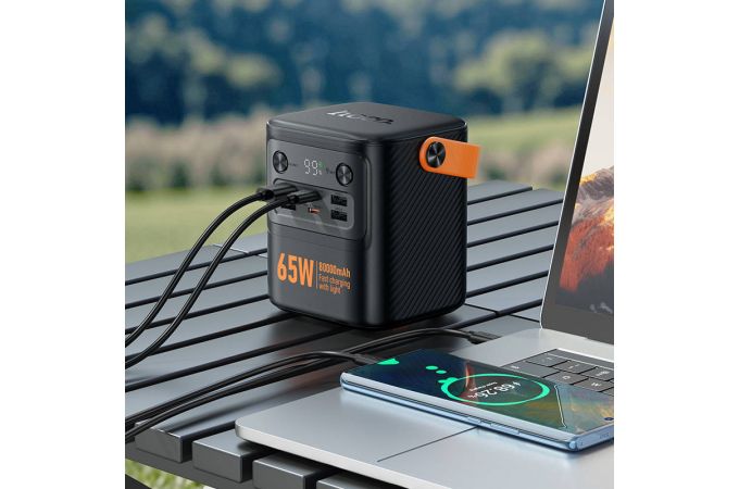 Универсальный дополнительный аккумулятор Power Bank HOCO J152 Pro Tough PD65W light 80000mAh (черный)