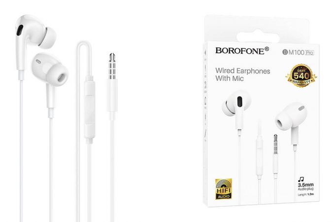 Наушники вакуумные проводные BOROFONE BM100 Pro Fuente (белый)