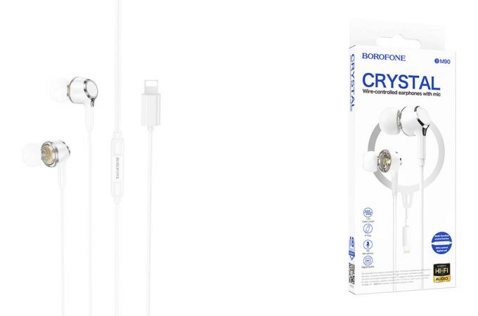 Наушники вакуумные проводные BOROFONE BM90 Miller штекер Lightning (белый)