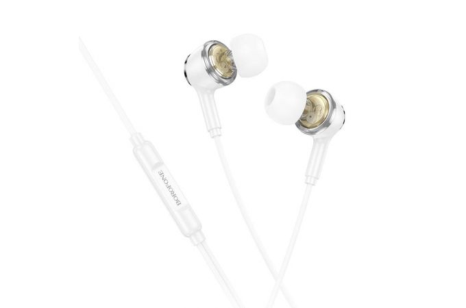 Наушники вакуумные проводные BOROFONE BM90 Miller штекер Lightning (белый)