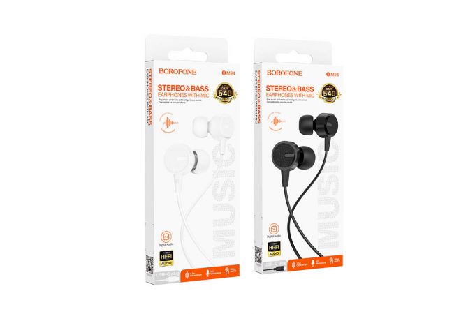 Наушники вакуумные проводные BOROFONE BM94 Sonar разъем Type-C (черный)