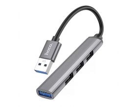 Разветвитель USB HUB 3.0 HOCO HB26 на 4 порта 1xUSB3.0 + 3xUSB2.0 (Metal Gray)