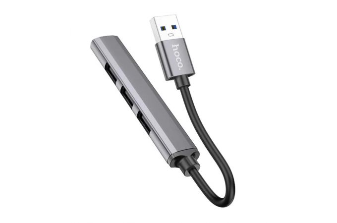 Разветвитель USB HUB 3.0 HOCO HB26 на 4 порта 1xUSB3.0 + 3xUSB2.0 (Metal Gray)