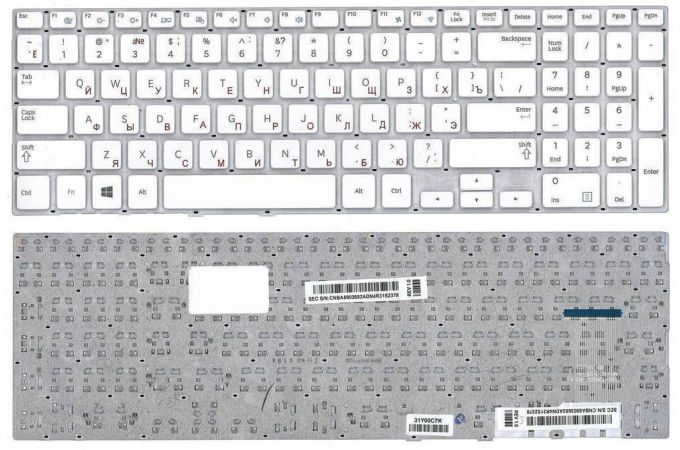 Клавиатура для ноутбука Samsung NP370R5E белая