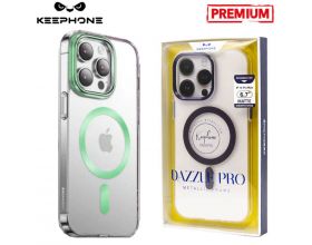 Чехол для телефона KEEPHONE DAZZLE PRO MAGSAFE iPhone 13 (зеленый ободок, прозрачный матовый)