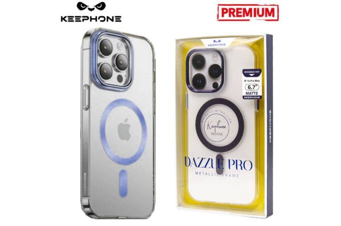 Чехол для телефона KEEPHONE DAZZLE PRO MAGSAFE iPhone 13 (синий ободок, прозрачный матовый)