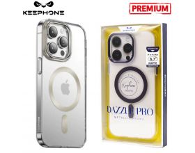 Чехол для телефона KEEPHONE DAZZLE PRO MAGSAFE iPhone 14 PRO (серебристый ободок, прозрачный матовый)