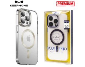 Чехол для телефона KEEPHONE DAZZLE PRO MAGSAFE iPhone 14 PRO MAX (серебристый ободок, прозрачный матовый)