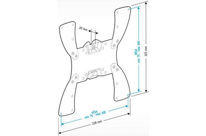 Кронштейн для LCD TV  HOLDER LCDS-5057 19"–47",30 кг, расст. от стены 20мм.,угол накл 5°