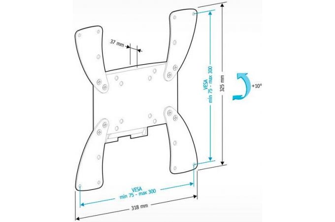 Кронштейн для LCD TV  HOLDER LCDS-5058 19"–47",30 кг,расст. от стены 37мм.,угол накл 10°