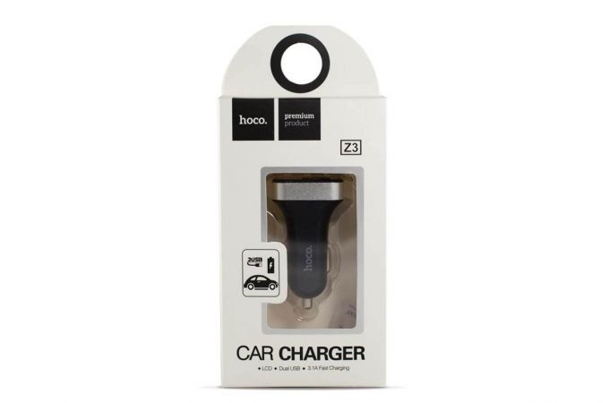 Автомобильное зарядное устройство АЗУ 2USB HOCO Z3 5V/9V Fast Charging с контролем напряжения бортов (черный)