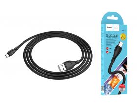 Кабель USB - MicroUSB HOCO X61 2,4A (черный) 1м (силикон)